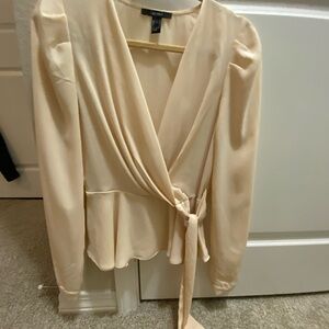 Elegant Cream Wrap Blouse